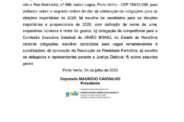 Edital de convocação - Convenção Partidária Estadual