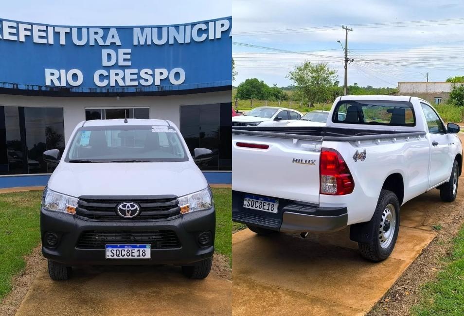 Rio Crespo recebe caminhonete para Obras com recursos de emenda do deputado Delegado Lucas